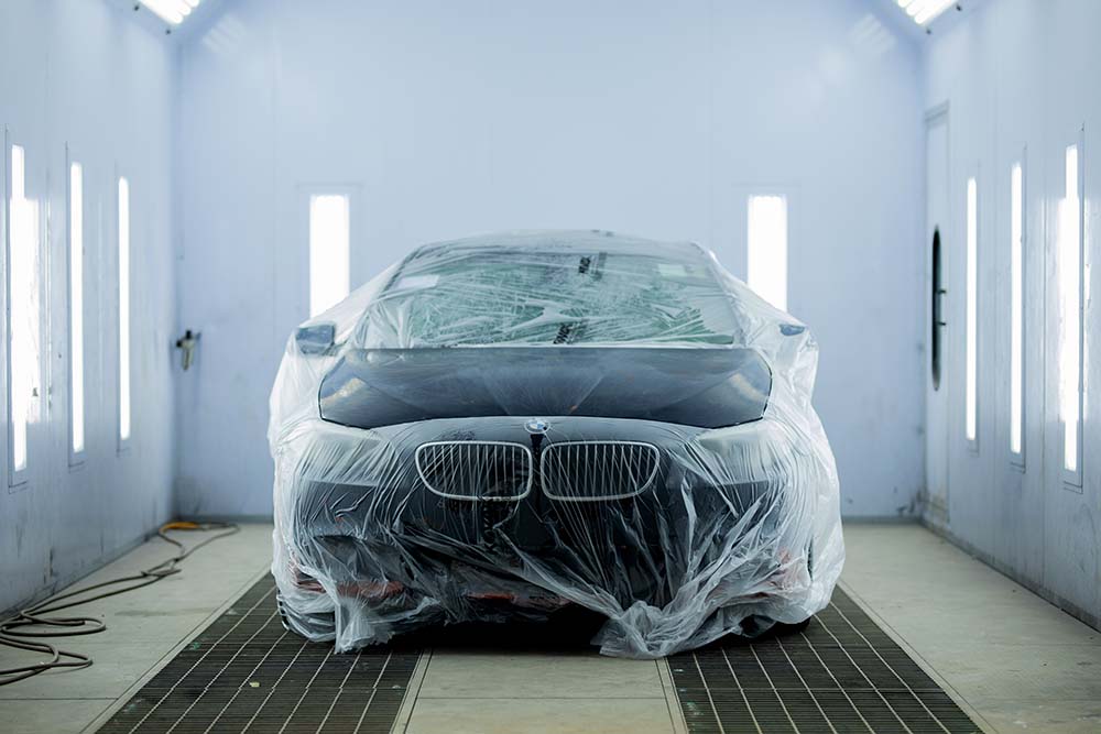 BMW car in a painting proccess at Mr. Paint Auto