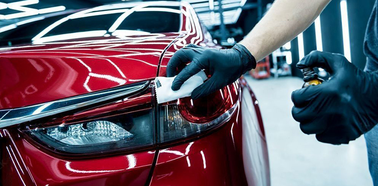 Nano coating being done on a car at Mr. Paint Auto